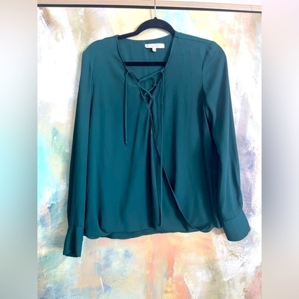 Hunter Green WAYF Chiffon Dress Shirt